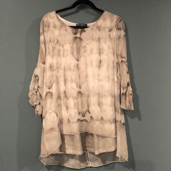 Picadilly Fashion Tops - Boutique brown faded high low blouse
